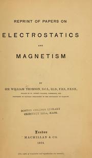 Cover of: Reprint of papers on electrostatics and magnetism