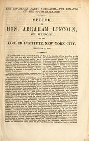 Cover of: The Republican party vindicated-- by Abraham Lincoln