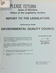 Cover of: Report to the Legislature, performance audit, Environmental Quality Council.