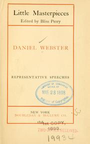 Cover of: Representative speeches by Daniel Webster