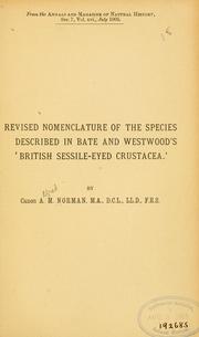 Cover of: Revised nomenclature of the species described in Bate and Westwood's 'British sessile-eyed Crustacea.'
