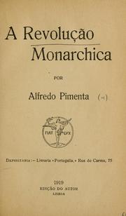 Cover of: A revolução monarchica