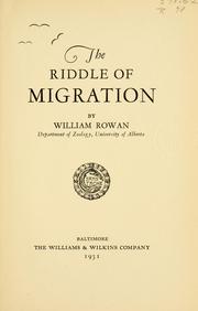 The riddle of migration by William Rowan
