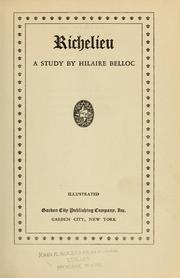 Cover of: Richelieu | Hilaire Belloc