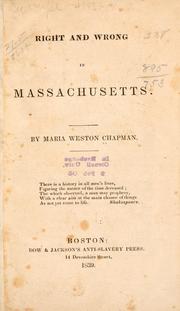 Cover of: Right and wrong in Massachusetts.