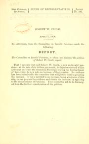 Cover of: Robert W. Caulk.: April 17, 1858 ... Report.