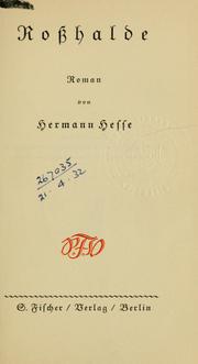 Cover of: Rosshalde, Roman by Hermann Hesse