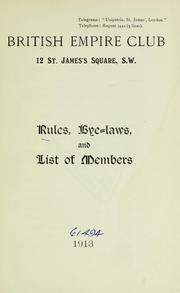 Cover of: Rules, Bye-Laws, and List of Members