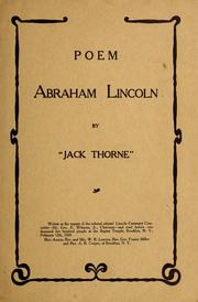 Cover of: Poem, Abraham Lincoln by Jack Thorne