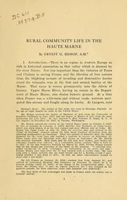 Cover of: Rural community life in the Haute Marne by Ernest George Bishop