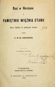 Cover of: Rze w Horoanie by Ferdynand Władysław Czaplicki