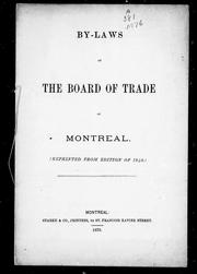 Cover of: By-laws of the Board of Trade of Montreal