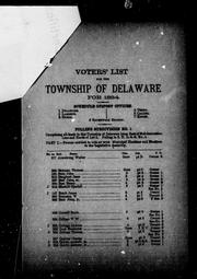 Cover of: Voters' list for the township of Delaware for 1884