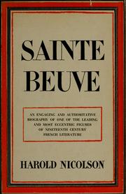 Cover of: Sainte-Beuve. by Harold Nicolson