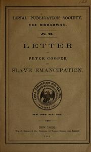 Cover of: Letter of Peter Cooper on slave emancipation