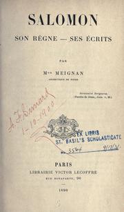 Cover of: Salomon, son règne, ses écrits.