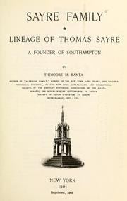 Cover of: Sayre family: lineage of Thomas Sayre, a founder of Southampton