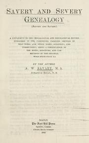 Savery and Severy genealogy (Savory and Savary) by A. W. Savary