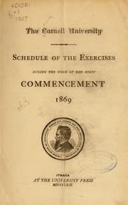 Cover of: Schedule of the exercises during the week of the first commencement, 1869