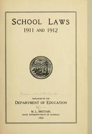 Cover of: School laws, 1911 and 1912