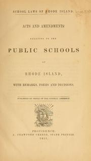 Cover of: School laws of Rhode Island by Rhode Island.
