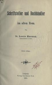 Cover of: Schriftsteller und Buchhändler im alten Rom.