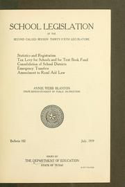 Cover of: School legislation of the second called session