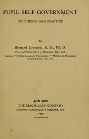 Cover of: Pupil self-government by Cronson, Bernard