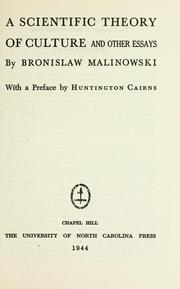A scientific theory of culture by Bronisław Malinowski
