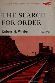 Cover of: The search for order, 1877-1920