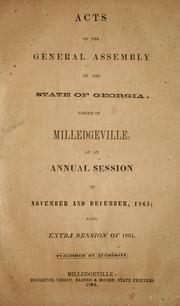 Cover of: Acts of the General Assembly of the State of Georgia