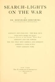 Cover of: Search-lights on the war by Bernhard Dernburg