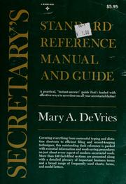 Cover of: Secretary's standard reference manual and guide