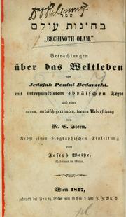 Cover of: Sefer Beinot olam: "Bechinotholam" : Betrachtungen über das Weltleben