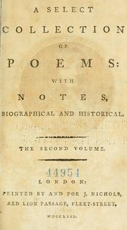 Cover of: A select collection of poems: with notes [by J. Nichols]. by Select collection