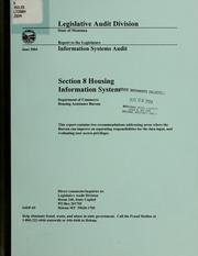 Cover of: Section 8 Housing information system: Department of Commerce Housing Assistance Bureau