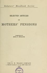 Cover of: Selected articles on mothers' pensions