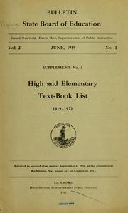 Cover of: High and elementary textbook list, 1919/22-1928/30