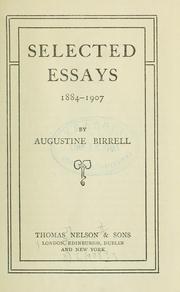 Cover of: Selected essays, 1884-1907.