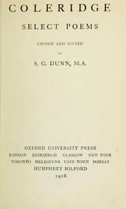 Cover of: Selected poems, chosen and edited by S.G. Dunn