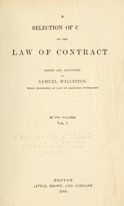 Cover of: selection of cases on the law of contracts