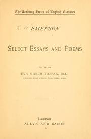 Cover of: Select essays and poems.