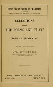 Cover of: Selections from the poems and plays of Robert Browning by Robert Browning