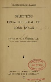 Cover of: Selections from the poems of Lord Byron