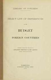 Cover of: Select list of references on the budget of foreign countries.