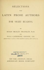 Cover of: Selections from Latin prose authors for sight reading