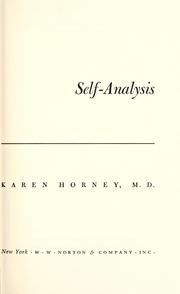 Cover of: Self-analysis