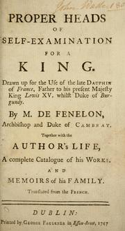 Cover of: Proper heads of self-examination for a king