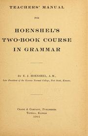 Cover of: Teachers' manual for Hoenshel's two-book course in grammar