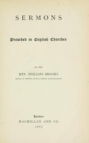 Cover of: Sermons preached in English churches. by Phillips Brooks